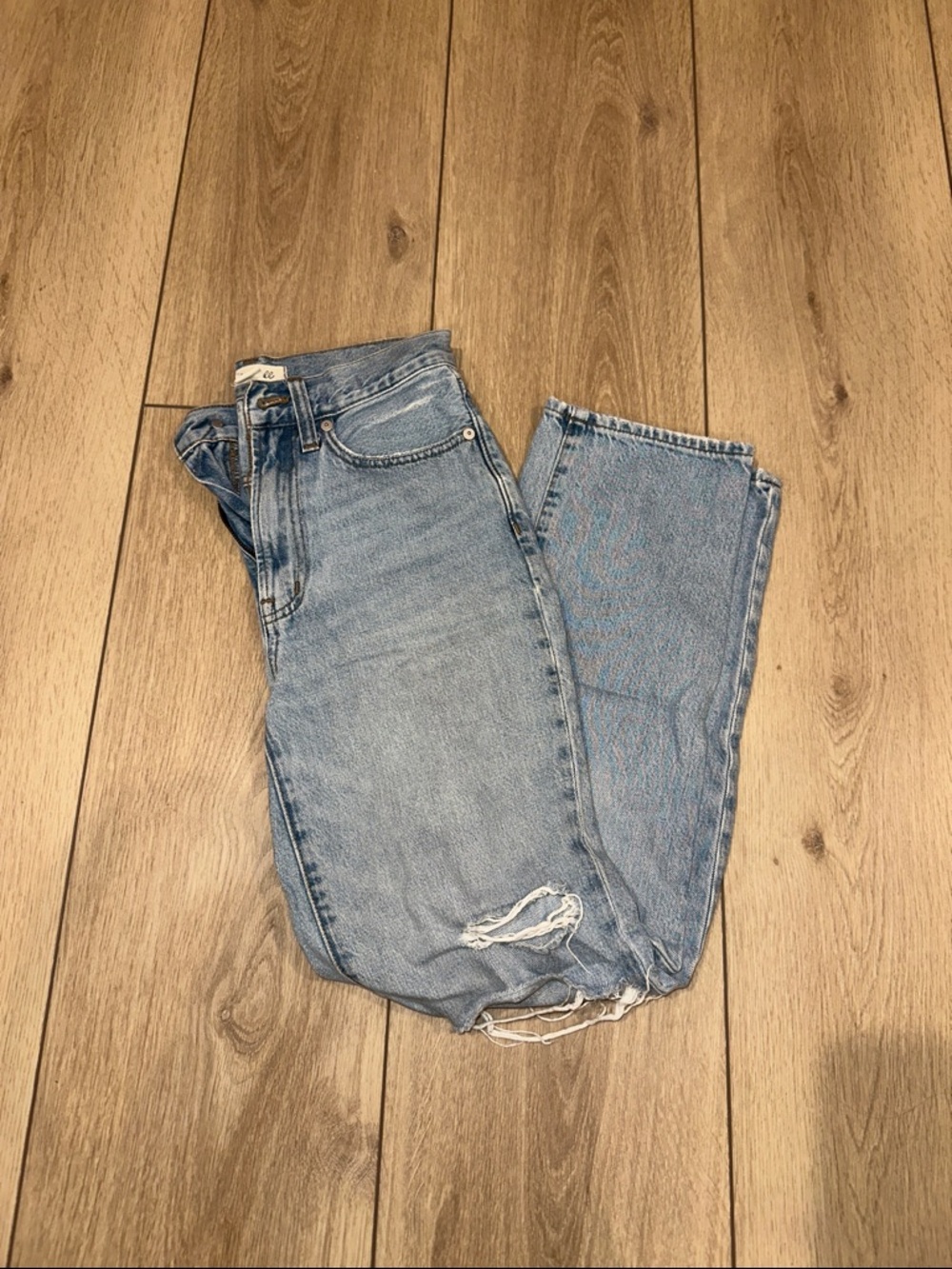 Madewell Light Blue Boyfriend Jeans with Knee Distress
